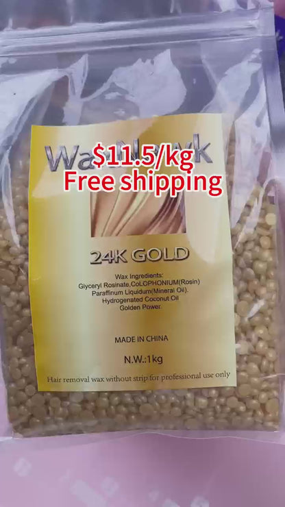 WaxNewK 24K golden wax Private Label dry fast painless Depilatory rosin Hard Wax Beads Body Waxing